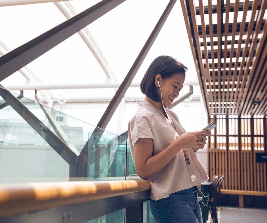 girl looking at phone