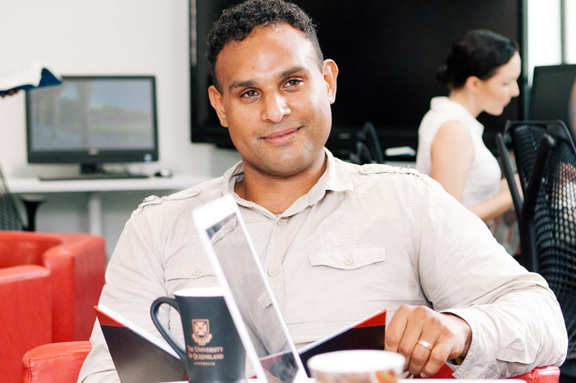 Male student smiling